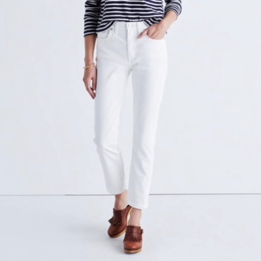 Madewell Straight Crop White Jeans